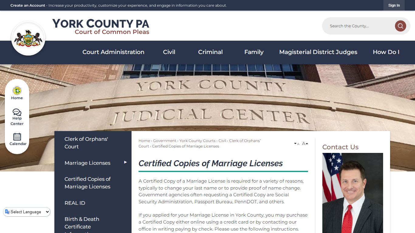 Certified Copies of Marriage Licenses | York County, PA